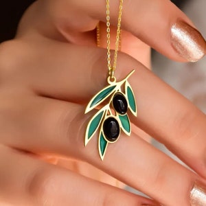 Gold Olive Branch Necklace, Sterling Silver Olive Leaf Necklace, Dainty Olive Branch Pendant, Peace Necklace, Gift for Her, Birthday Gift