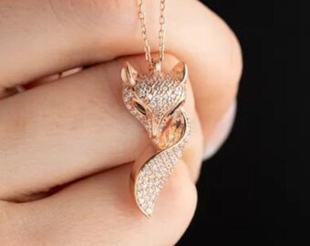 Collar con colgante de zorro de plata de ley hecho a mano - Joyería de animales