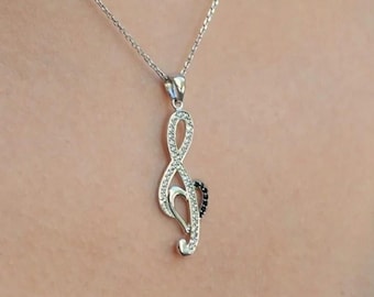 Sterling Silver Treble Clef Necklace: Music Lover Gift