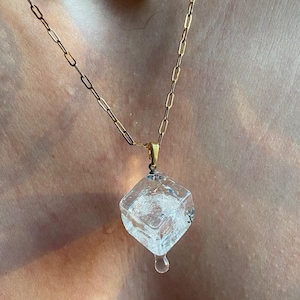 Murano Glass Ice Cube Necklace: Handmade Winter Pendant
