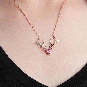 Sterling Silver Deer Antler Necklace: Handmade Animal Pendant