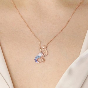 Rose Gold Mermaid Necklace, 925 Sterling Silver, Mermaid Pendant, Mermaid Jewelry, Ocean Necklace, Summer Necklace, Unique, Handmade
