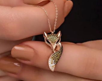 Handmade Sterling Silver Fox Necklace: Animal Pendant Jewelry