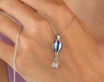 Blått luftballonghalsband: Resehänge i 925 sterlingsilver
