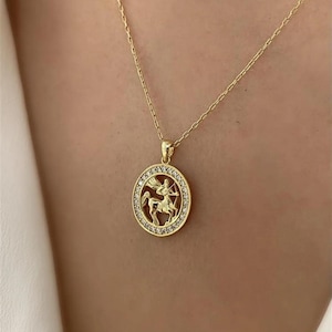 Gold Sagittarius Necklace: Sterling Silver Zodiac Pendant