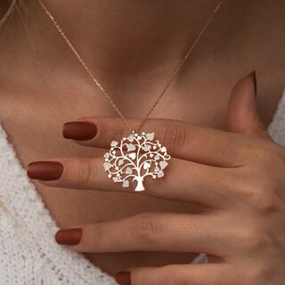Collana Donna Argento 925 Con Albero Della Vita E Cuore – Zirconi, Regalo Per Mamma O Fidanzata