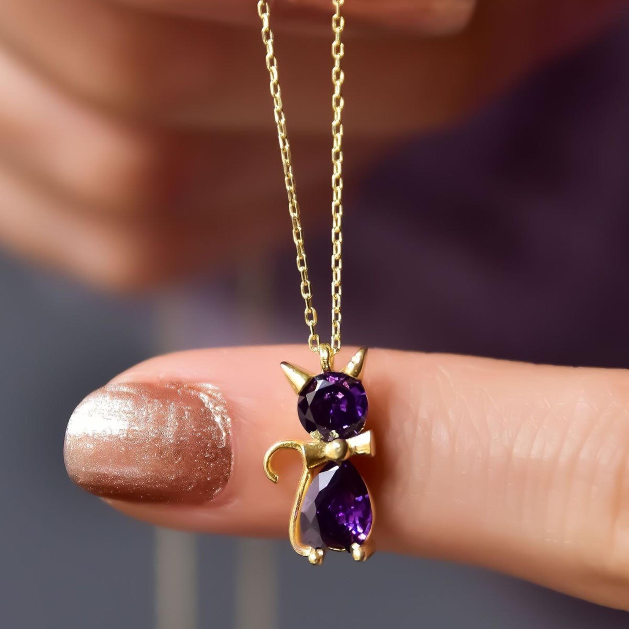 PNPGDYK Collana in Argento Sterling 925, Collana a Ciondolo Gatto Carino, Pendente a Forma di Gattino,Gioielli con Animali, Come regalo per madre, fidanzata, sorella, amante dei gatti