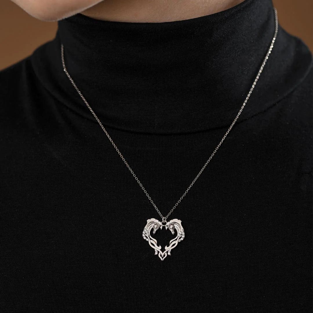 Silver Horse Heart Necklace 925 Sterling Silver Horse Pendant Necklace