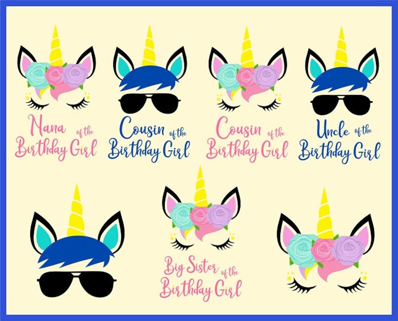 Download Clip Art Unicorn Birthday Girl Svg Unicorn Birthday Svg Unicorn Face Svg Unicorn Grandma Svg Unicorn Grandpa Sg Unicorn Brother Svg Family Vector Art Collectibles