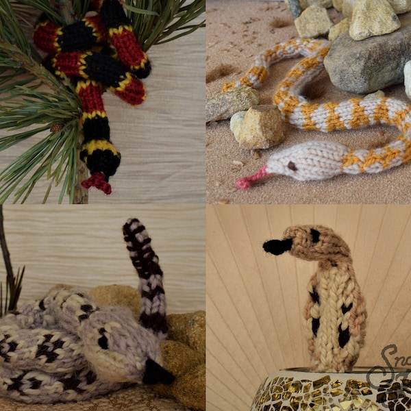 Patrón de tejido de cuatro especies de serpientes más serpientes básicas Snoo's Knits - Solo patrón