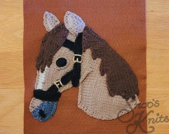 Horse Head Applique Knitting Pattern Snoo's Knits – Pattern Only