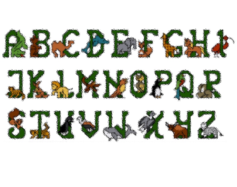 Animals Alphabet Crossstitch Pattern Pattern Only Etsy