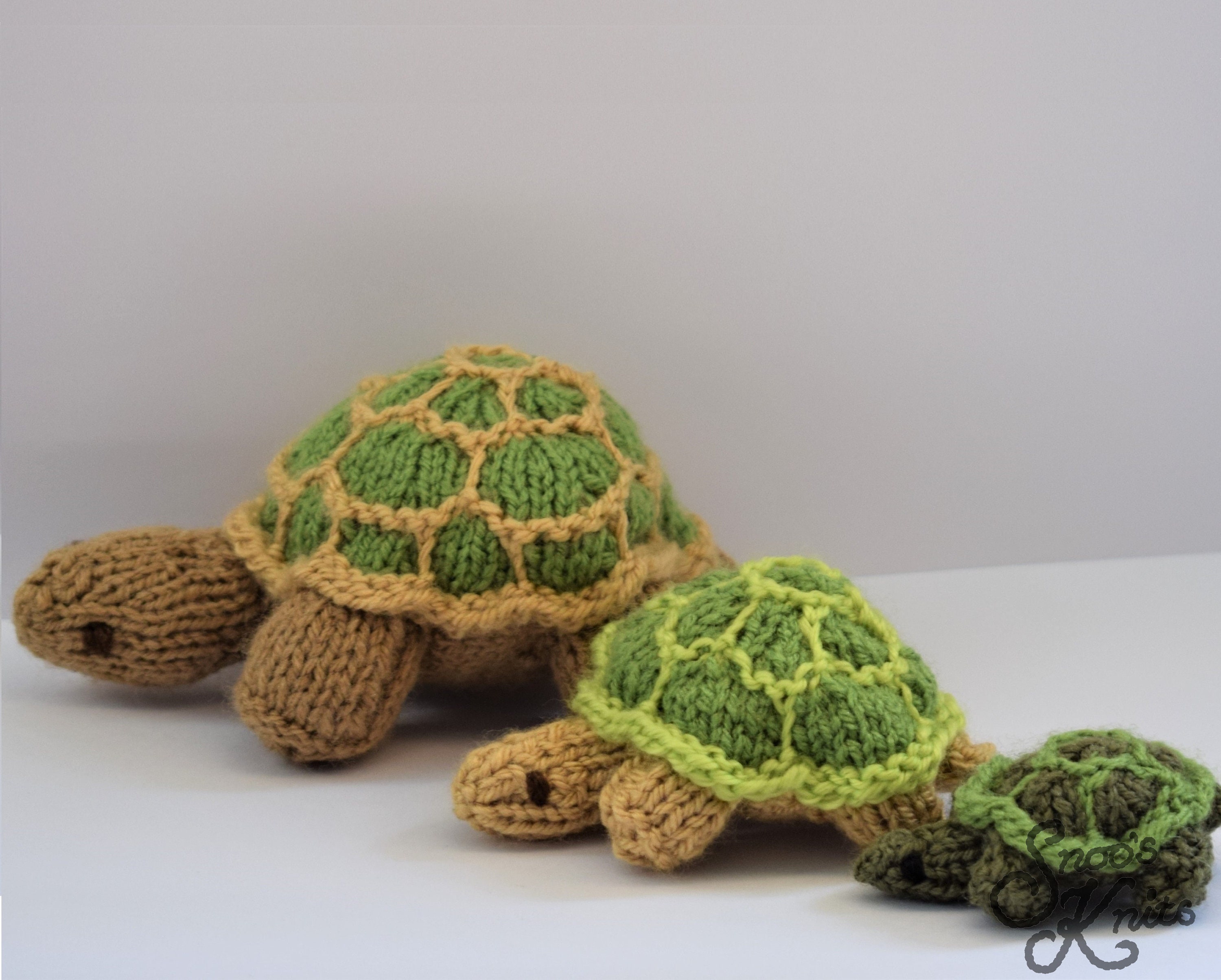 Three Tortoises Knitting Pattern Snoo's Knits Pattern Etsy