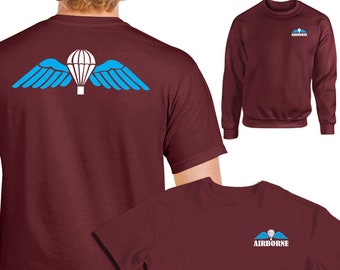 All Arms AIRBORNE WINGS PARACHUTE T-Shirt or Sweatshirts para maroon 16 brigade tee