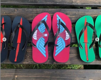 Fully Printed Customised Army Flip Flops (sapper, commando, airborne wings, para)