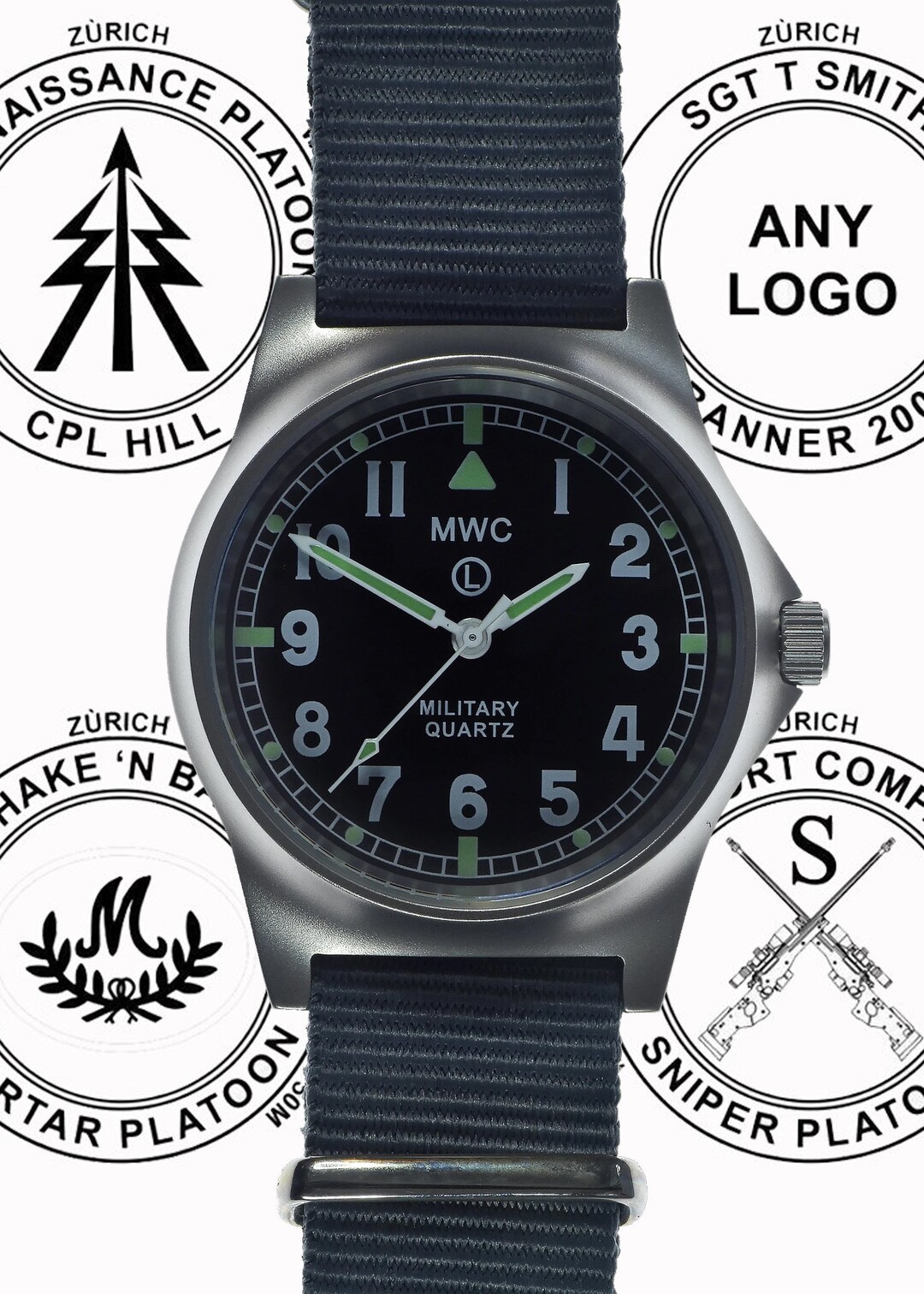 Cwc Watch Orologio Da Tasca MWC Militare - Automatico Acciaio Nero Quadrante Nero MWC Automatico Acciaio Nero 47.5mm Movimento NH35A - Foto 7