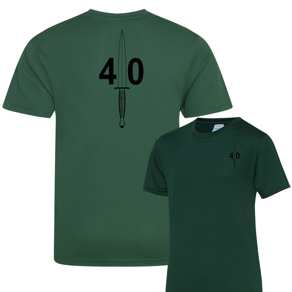 40 Commando (40 Cdo Rm) Royal Marines - Wick Away Sports Moisture Double Printed TShirt- Royal Marines Commando