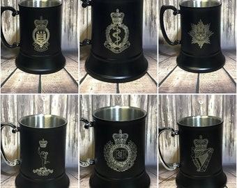 Engraved Matt Black Stainless Steel Tankard | RAF | Navy | Army | Military | Personalised Gift For Him | Unique| We Can engrave any design
