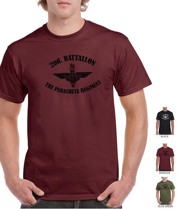 Regimiento paracaidista británico 100/% algodón preencogido Camiseta gran impresión Negro