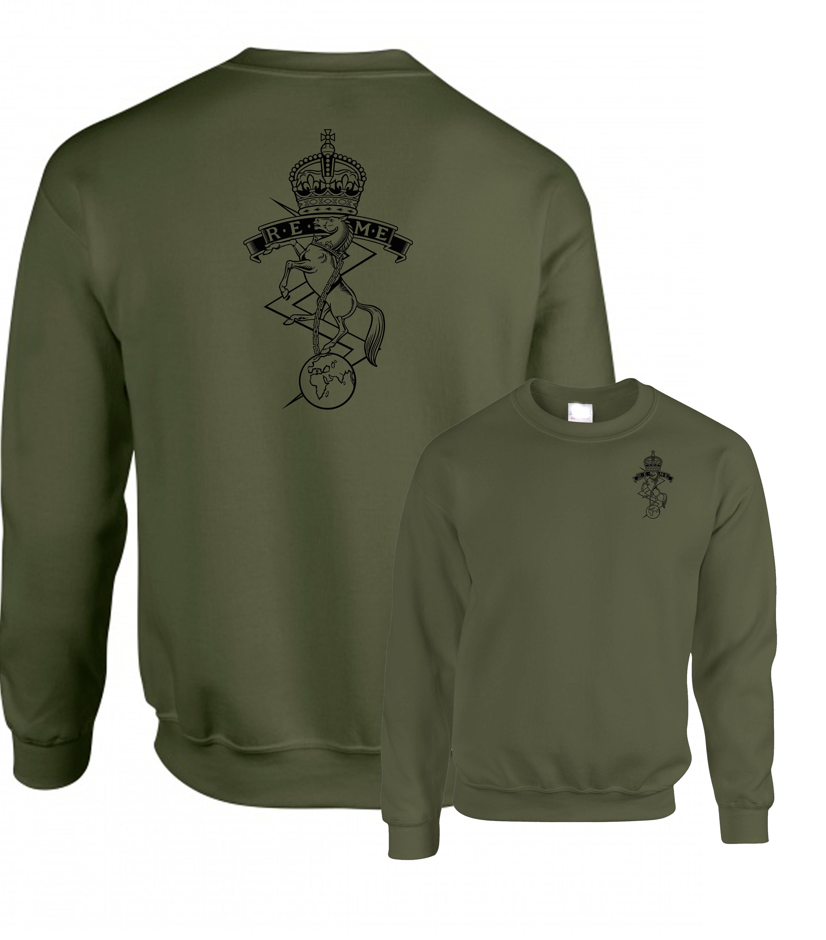 British Army Apparel Army Olive Green Hoodie With Double Sided Print - HM RTR Para REME RGR RAMC RE PWRR Design Army Hoodie - Foto 11