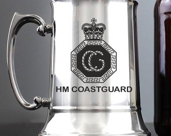 HM Coastguard / Boccale in acciaio inossidabile inciso / Regalo personalizzato per lui