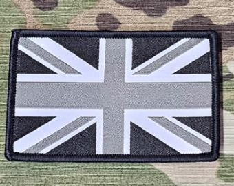 UK Flag Iron On Patch Union Jack Black Flag Iron-On Or Sew-On Patch Badge - Novelty Embroidery Patch, Free UK Post Union Jack Patch Black - Foto 8