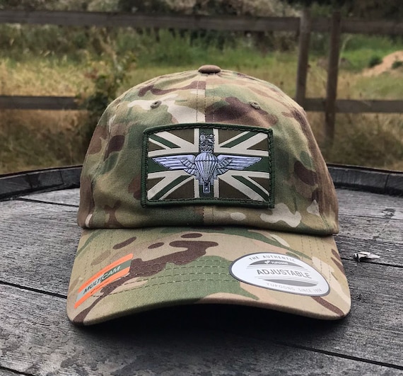 Cappellino Baseball UK Flag: Verde Militare Con Bandiera Ricamata E Toppa In Pelle, Unisex - 3