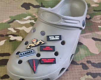 Croc / clog / water shoe - novelty charm / gem / jibbitz logo customise your army / navy / royal marines commando - footwear here