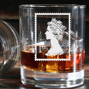 1 klasse Stempel - Engraved Whisky Tumbler Glass 330ml philatelie post Sammler
