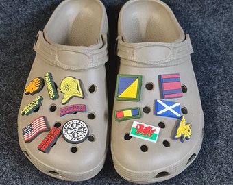 clog / water shoe - novelty charm / gem / logo - navy seal / flag / trf