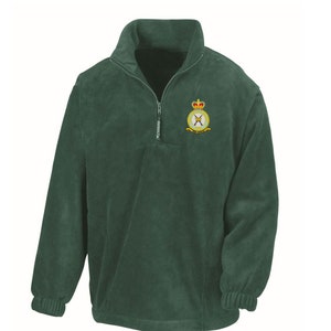 Escudo del Regimiento de la Royal Air Force bordado RAF Fleece con cremallera completa / Chaleco / Chaqueta con cremallera 1/4