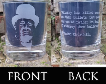 Engraved Churchill 'Bullets & Whiskey' Tumbler Glass 330ml