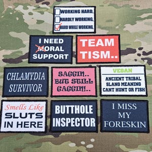 Insignias inapropiadas 50 mm x 80 mm Parche de moral - Diseño impreso - En gancho de velcro Divertido - broma - humor