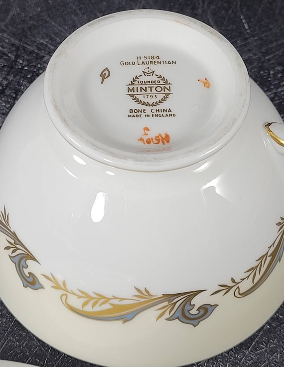 Vintage Minton Gold Laurentian H5184 Cup and Saucer Fine Bone