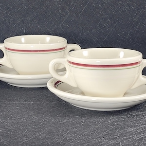 2 Vintage Syracuse Vandesca Restaurant Ware Cream Soup Cups And Saucers Vitrified  Canada