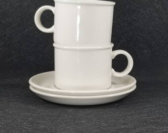Set of 2 Vintage MIDWINTER STONEHENGE WHITE  Cups and Saucers  Made in England