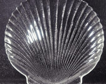 Lot 6 Assiettes Arcoroc Vintage – Forme Coquillage, Verre Transparent 28cm