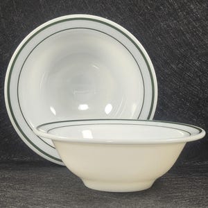 2 Vintage Pyrex Tableware Emerald Band Soup Cereal Bowls 7 1/2&quot; Corning  USA 1970&#39;s