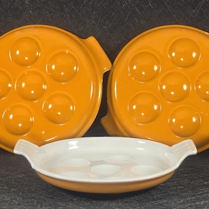 3 Vintage Le Creuset Enamel Cast Iron Escargot Baking Dishes Pans France