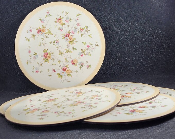 Set of 6 Vintage Pimpernel Cork Back Round Placemats Garden Flowers