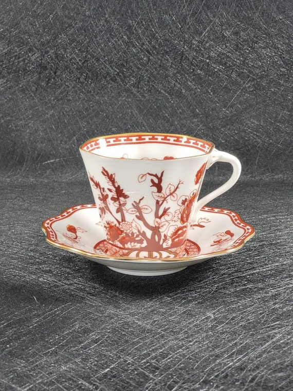 Vintage Coalport Indian Tree Coral Flat Cup(s) and Saucer(s) Fine