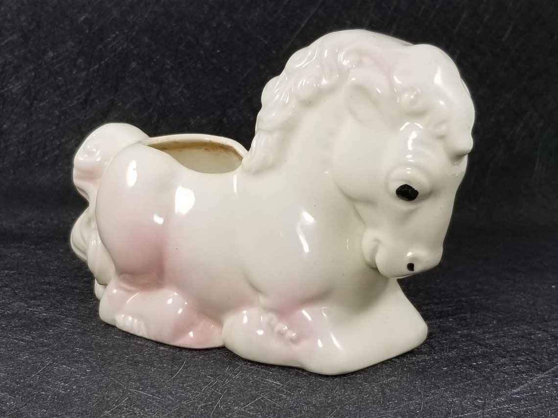 Vintage American Bisque Art Pottery Figural Horse Pony Planter Etsy