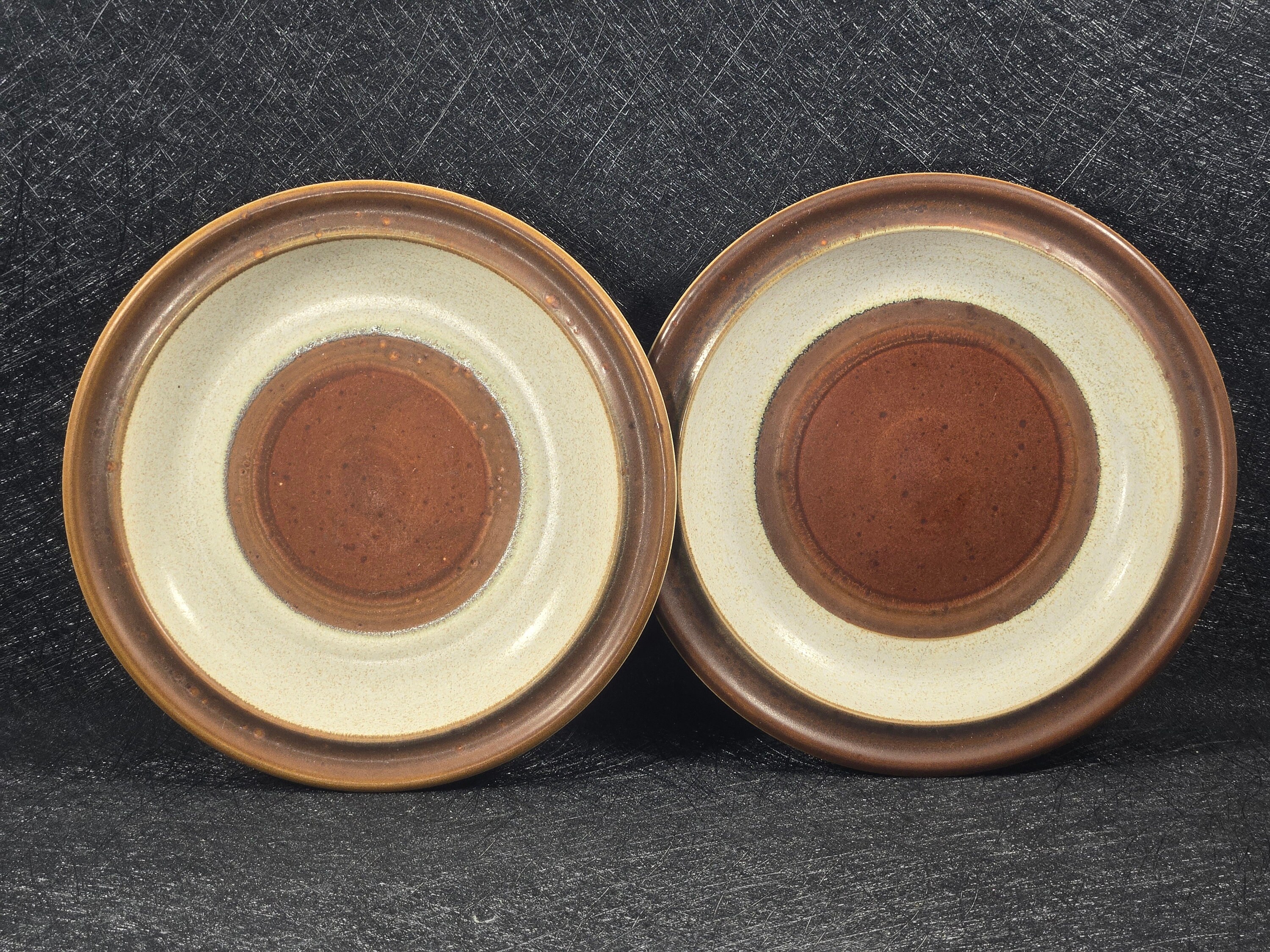 Vintage Denby Langley Stoneware Side Plates: Potter's Wheel Rust