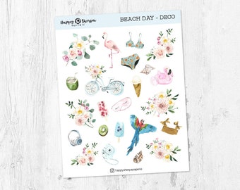 Beach Day - Deco Stickersheet | Planner, Bullet Journal Stickers