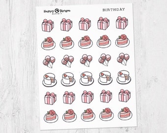 Birthday - 30 cute doodle planner stickers