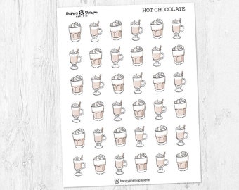 Hot Chocolate - 36 niedliche Doodle Planner Sticker