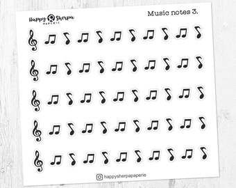 Notas musicales 3. - Pegatinas decorativas transparentes laminadas para planificador