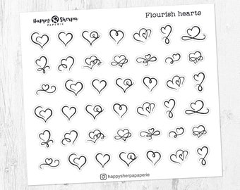 Flourish Hearts  - Foiled Transparent Planner Deco Stickers