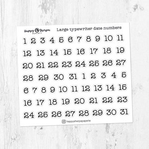 Datumnummers grote typemachine: verijdelde plannerstickers