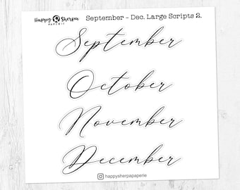 September-December Large Scripts 2. - Foiled Planner Deco Stickers